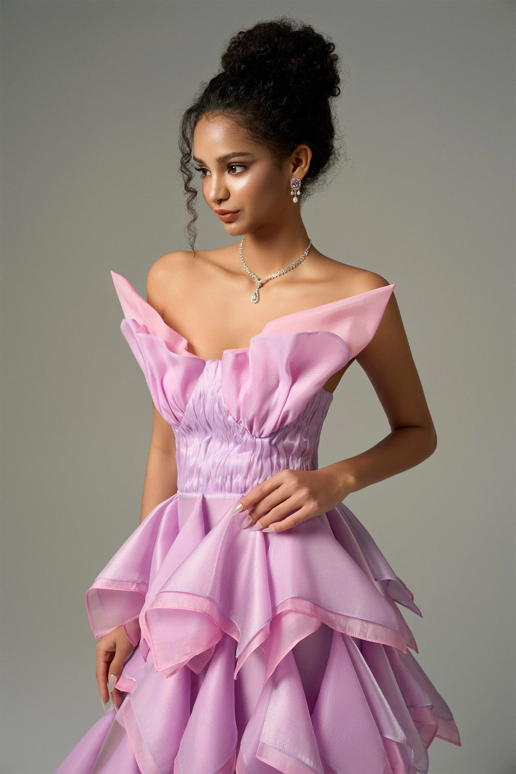 Liliana Strapless Structured Waist Details Ruffled Maxi Dress sold by Kalisa product image thumbnail 4