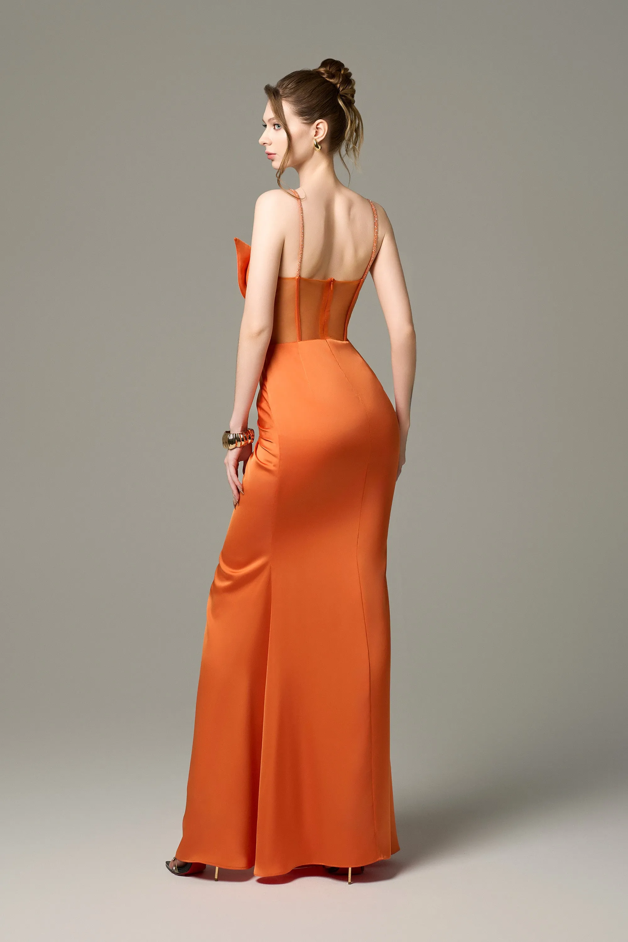 Solene Silk Mesh Corset Ruched Front Gown sold by Kalisa product image thumbnail 2