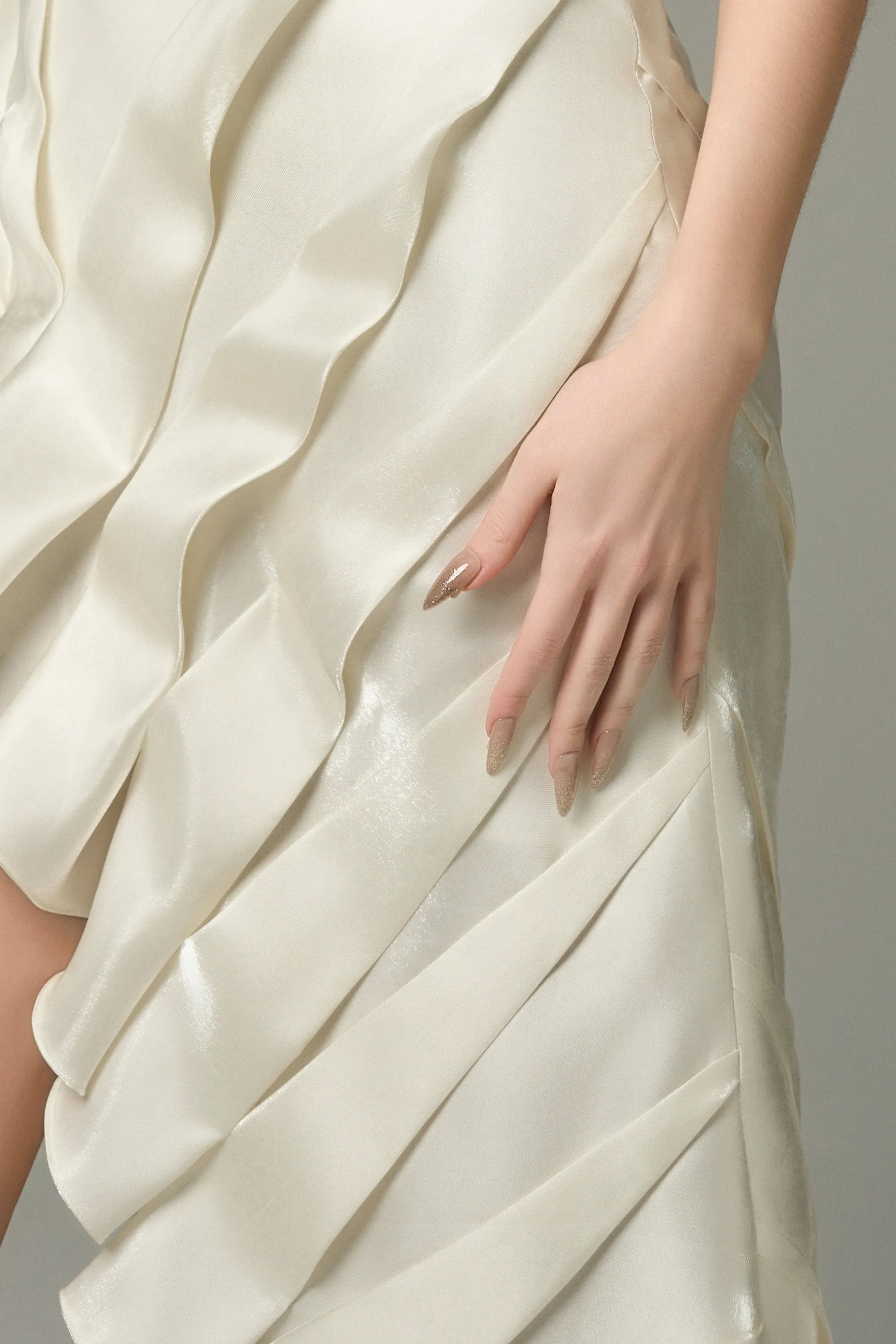 Lunara Thigh-High Slit Asymmetrical And Draped Maxi Dress sold by Kalisa product image thumbnail 3