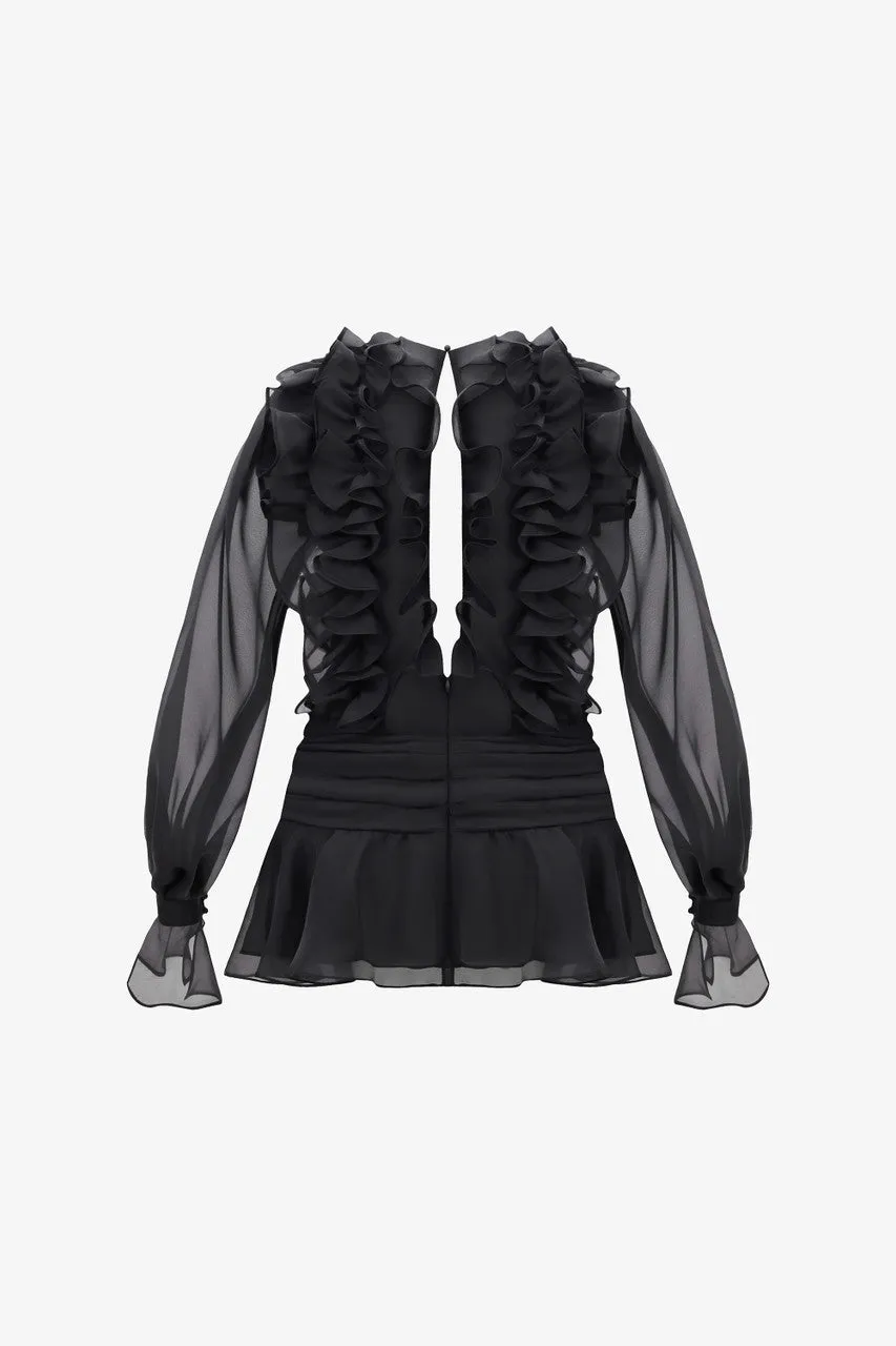 Progressive Puff Sleeve Open Back Mini Dress sold by Kalisa product image thumbnail 4