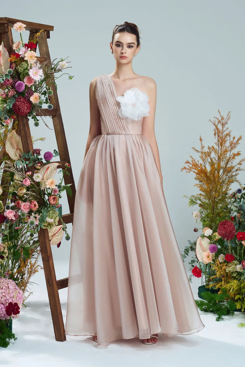 Nostalgia One-Shoulder Floral Appliqué Gown sold by Kalisa