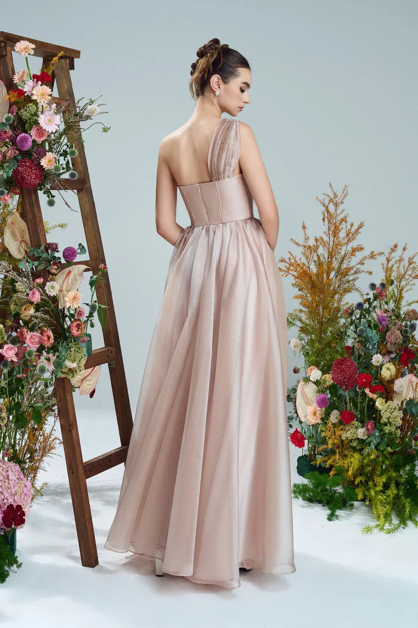 Nostalgia One-Shoulder Floral Appliqué Gown sold by Kalisa product image thumbnail 3