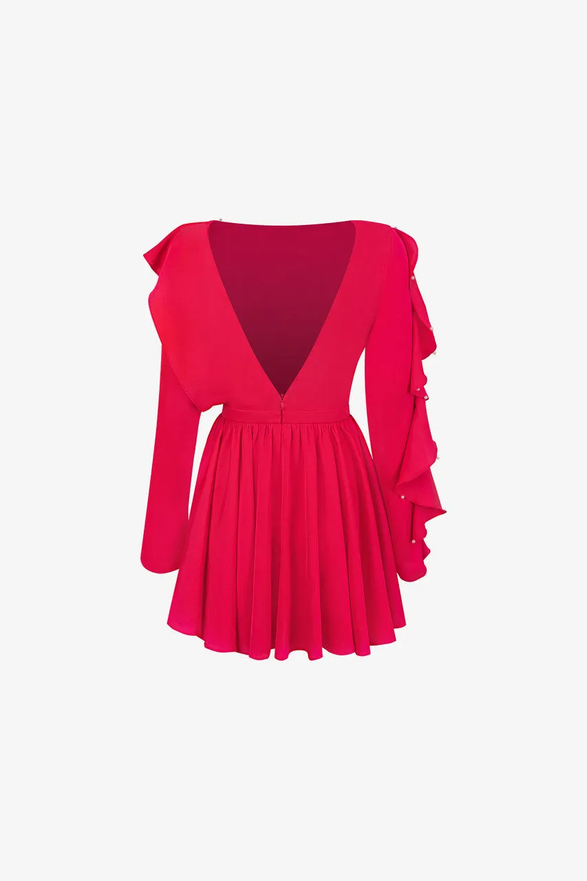 Elenora Open Back Ruffled Silk Mini Dress sold by Kalisa product image thumbnail 4