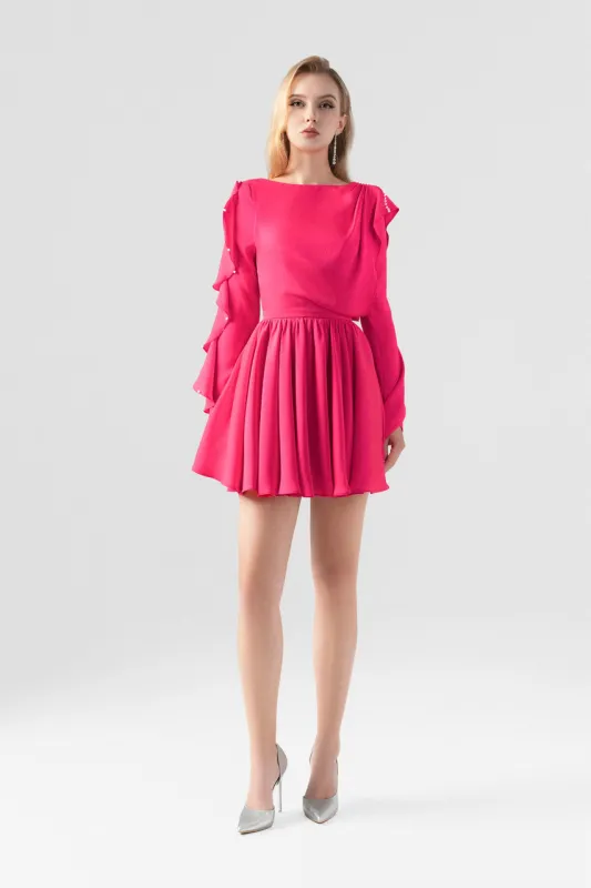 Elenora Open Back Ruffled Silk Mini Dress sold by Kalisa