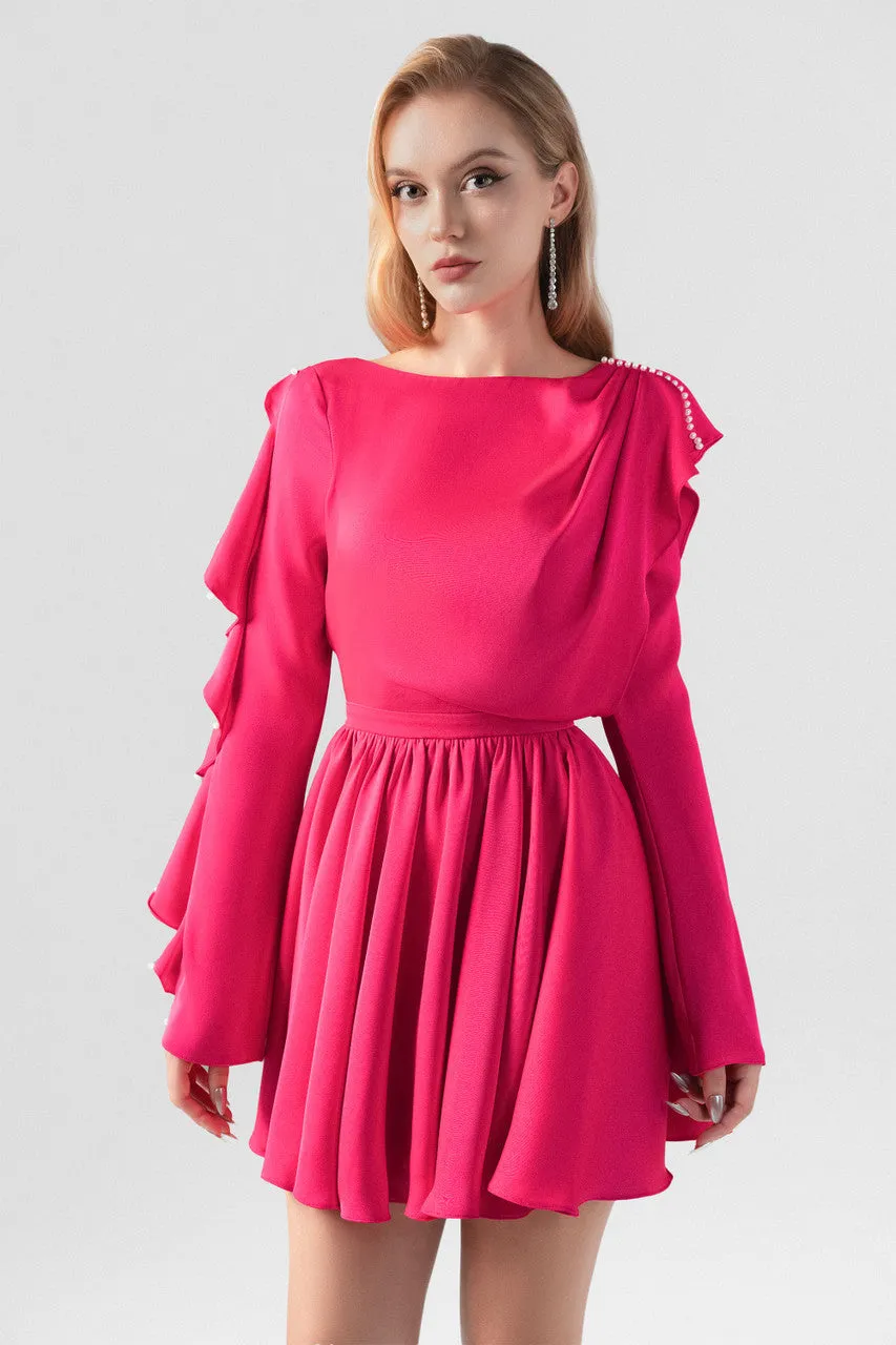 Elenora Open Back Ruffled Silk Mini Dress sold by Kalisa product image thumbnail 5