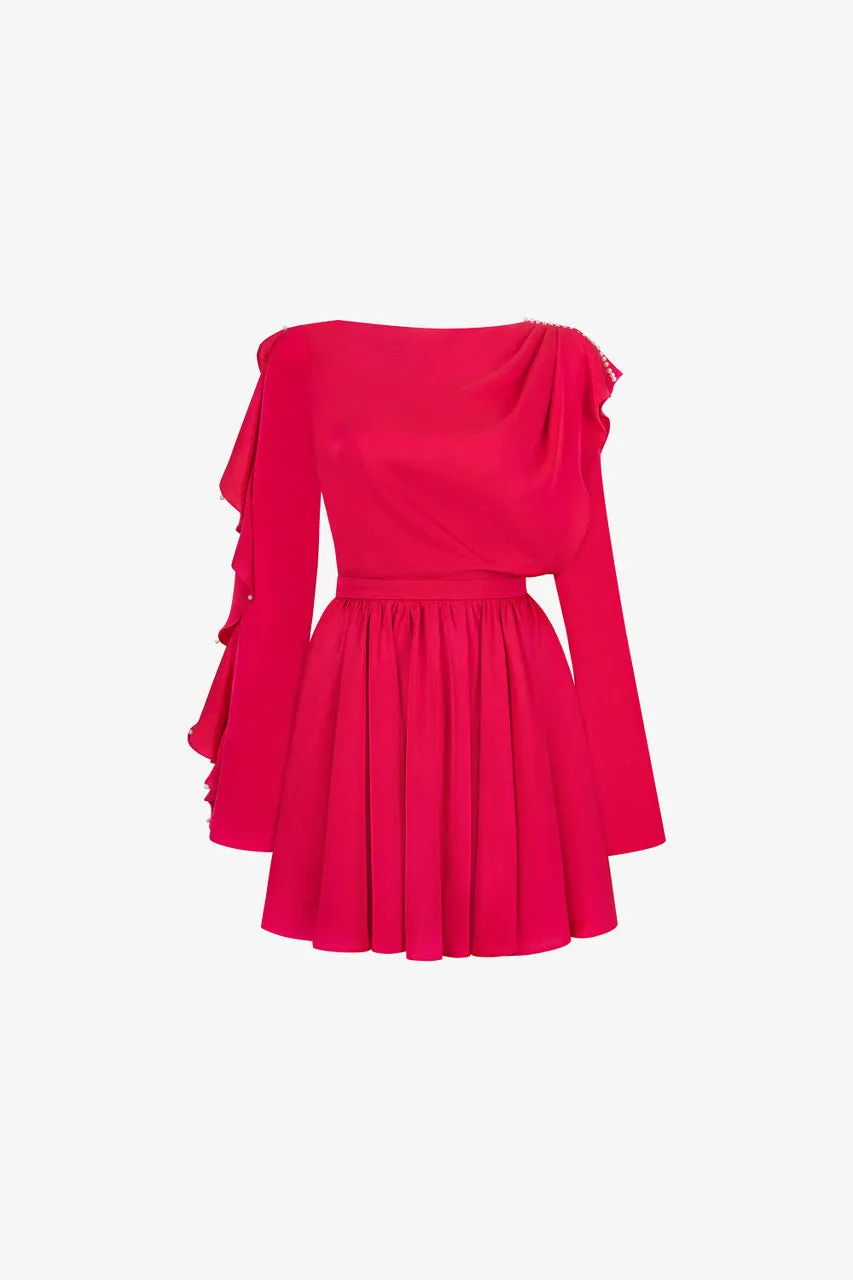 Elenora Open Back Ruffled Silk Mini Dress sold by Kalisa product image thumbnail 2