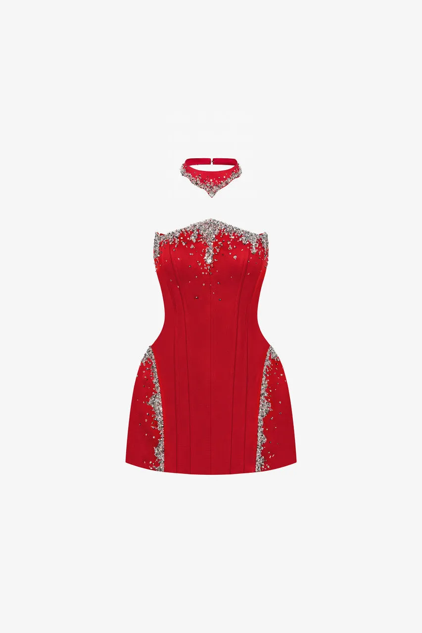 Royalty Choker Neck Detail Strapless Mini Dress sold by Kalisa product image thumbnail 2