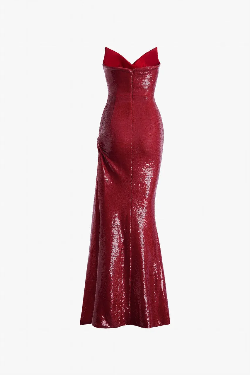 Queen Sequin Cat-Eye Neckline High Slit Gown sold by Kalisa product image thumbnail 4