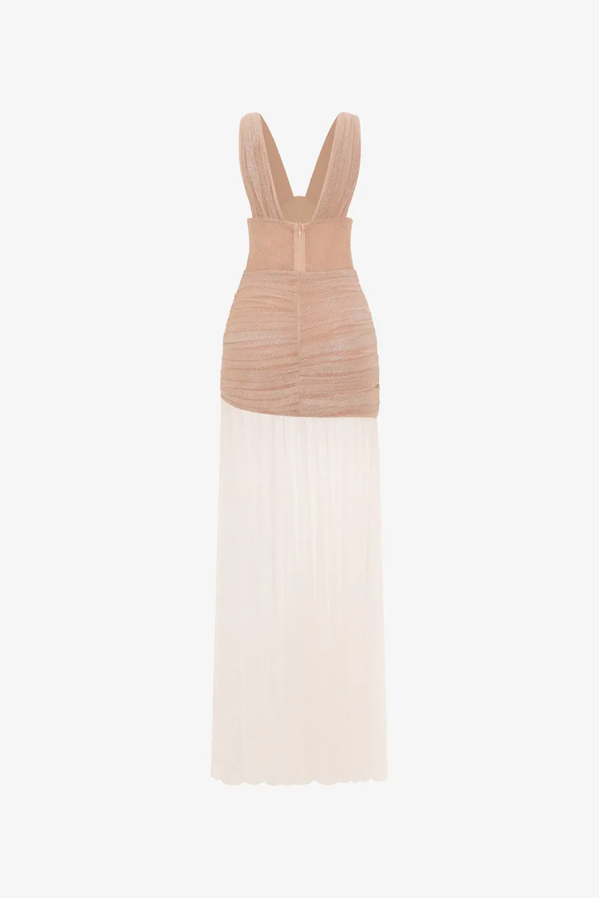 Élégant Glitter Mesh Cut-Out Silk Evening Gown sold by Kalisa product image thumbnail 4