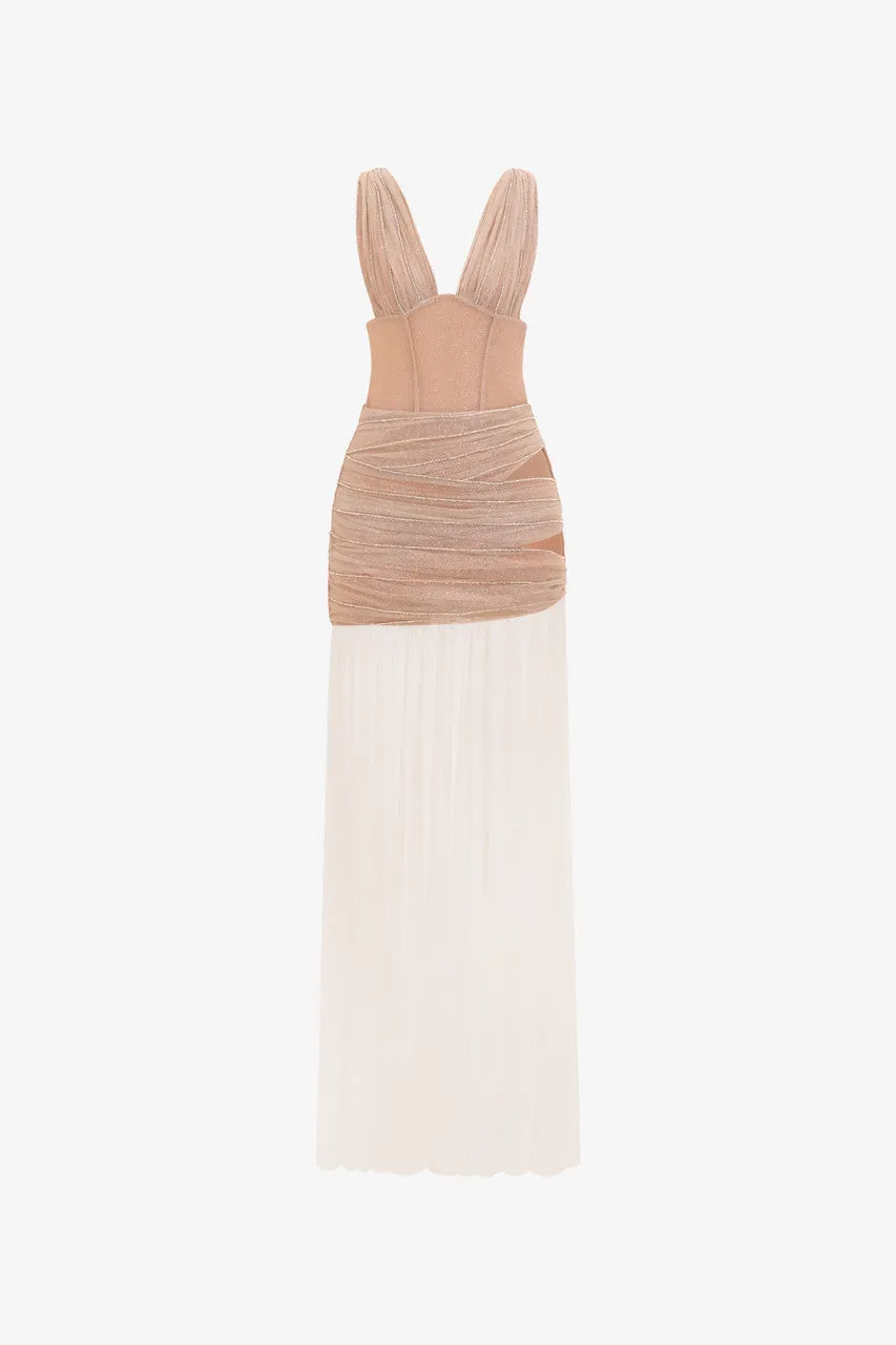 Élégant Glitter Mesh Cut-Out Silk Evening Gown sold by Kalisa product image thumbnail 2