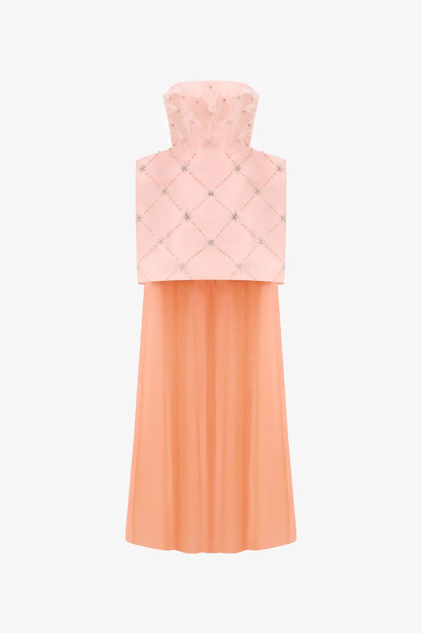 Victorian Strapless Feather & Stone Embellished Boxy Gown sold by Kalisa product image thumbnail 2