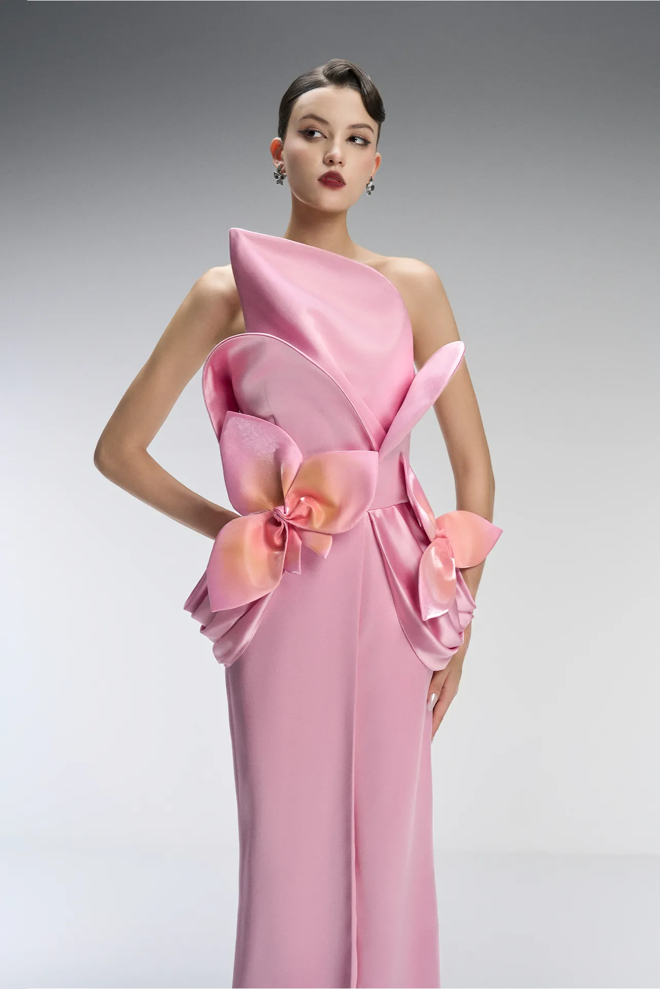 Bella Couture Bandeau Maxi Dress With 3D Orchid Petal sold by Kalisa product image thumbnail 3