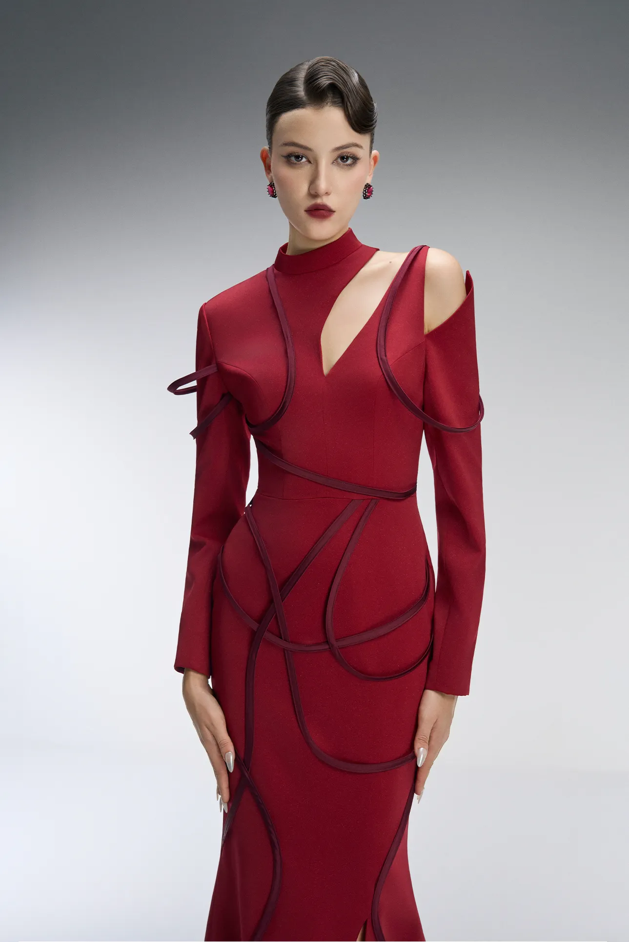 Scarlett Couture Bodycon Front Slit Maxi Dress With Cutout Details sold by Kalisa product image thumbnail 3