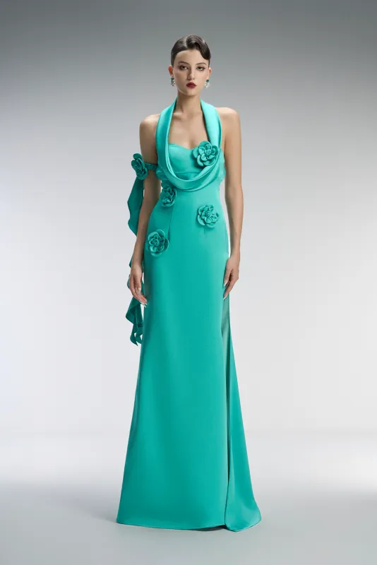 Oasis Couture Thigh-high Maxi Dress With 3D Floral Appliqués sold by Kalisa