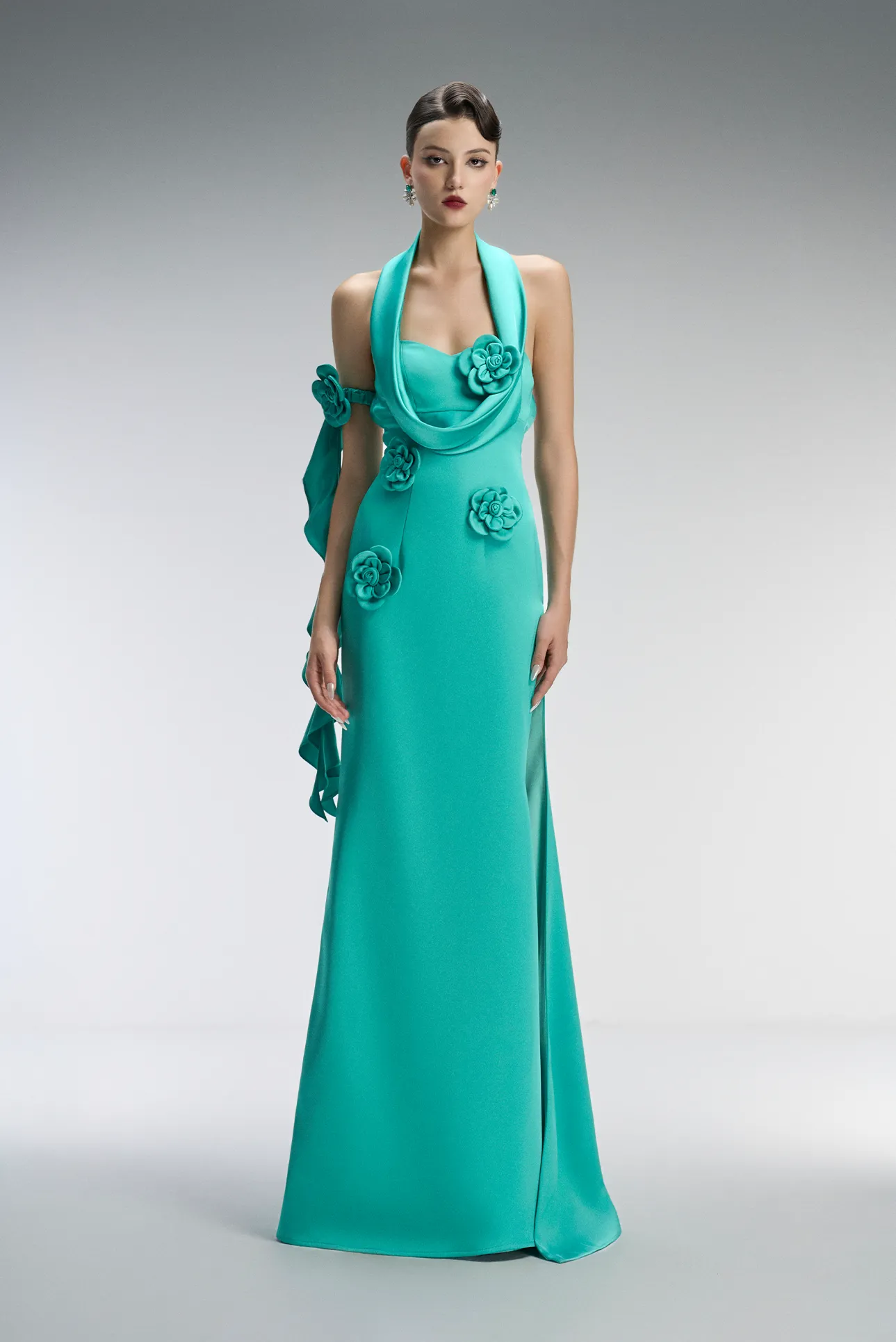 Oasis Couture Thigh-high Maxi Dress With 3D Floral Appliqués sold by Kalisa