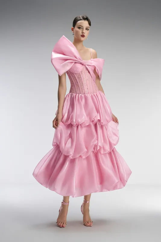 Confection Couture Corset Fluffy Maxi Dress With Oversized Bow sold by Kalisa