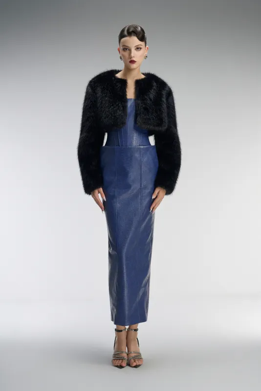 Powder Couture Dual Style Set With Maxi Dress And Cropped Faux Fur Jacket sold by Kalisa