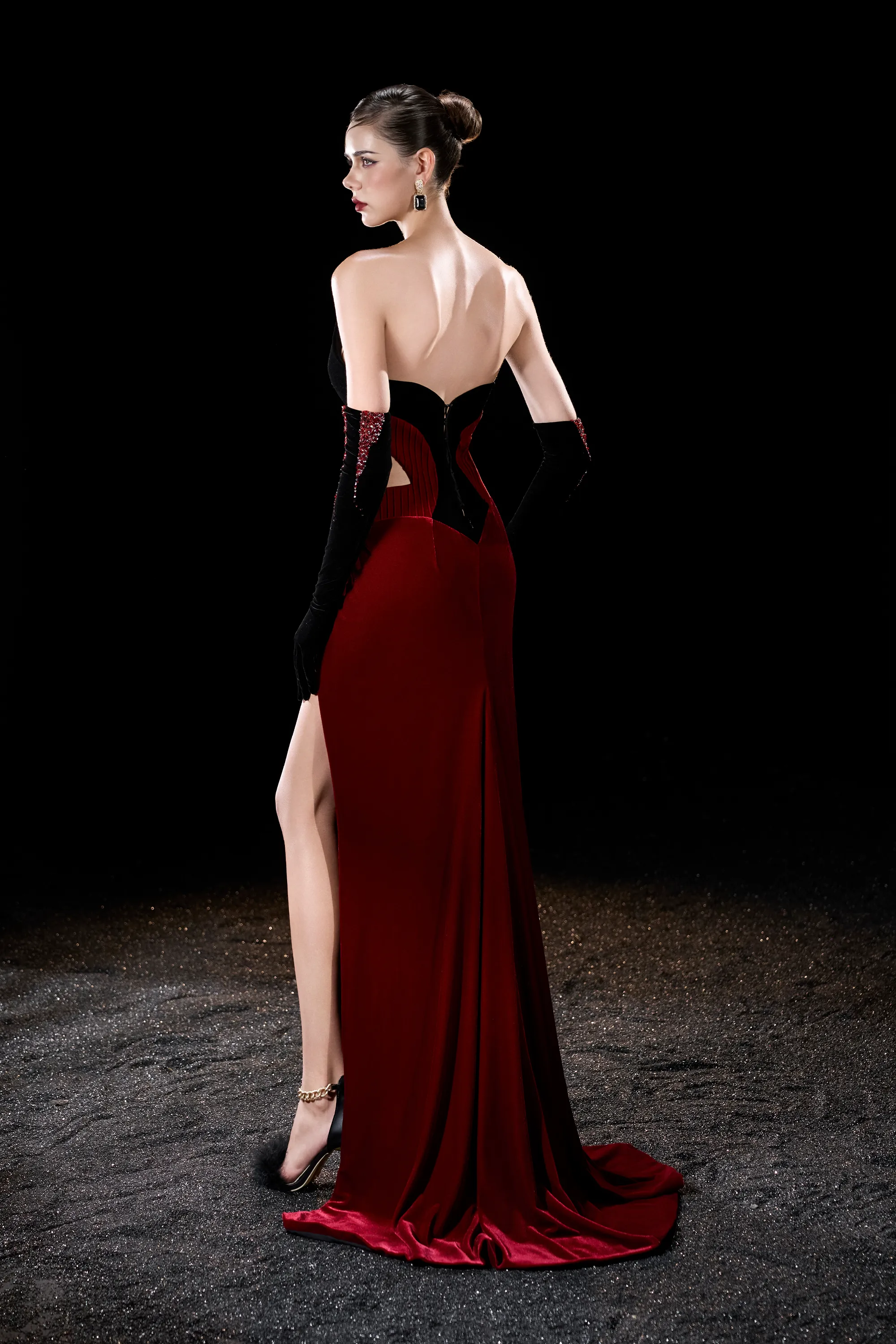 Morticia Vampires Thigh High Corset Velvet Maxi Dress sold by Kalisa product image thumbnail 2