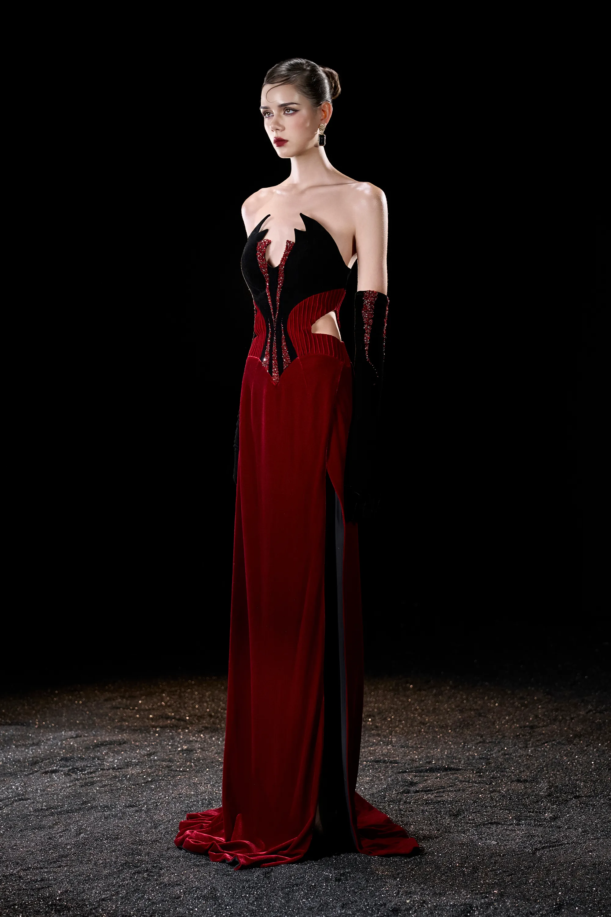 Morticia Vampires Thigh High Corset Velvet Maxi Dress sold by Kalisa product image thumbnail 5