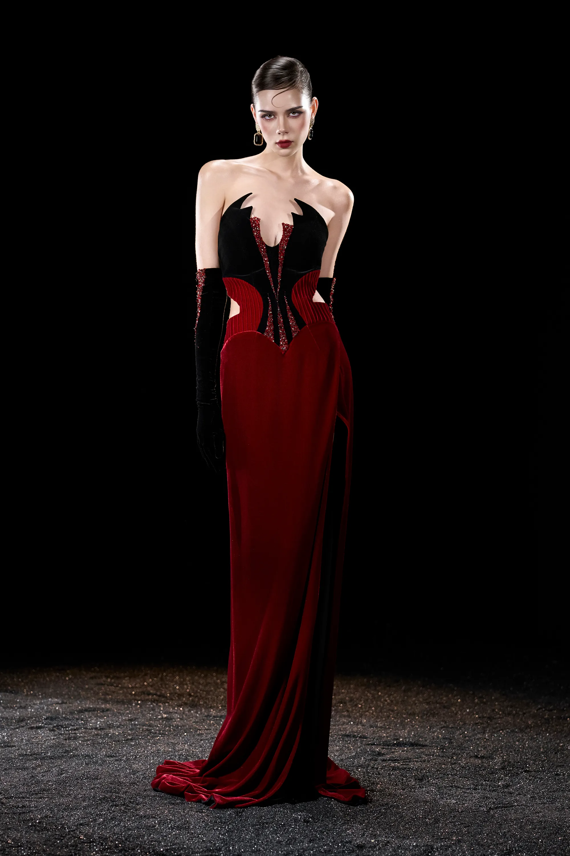 Morticia Vampires Thigh High Corset Velvet Maxi Dress sold by Kalisa product image thumbnail 4