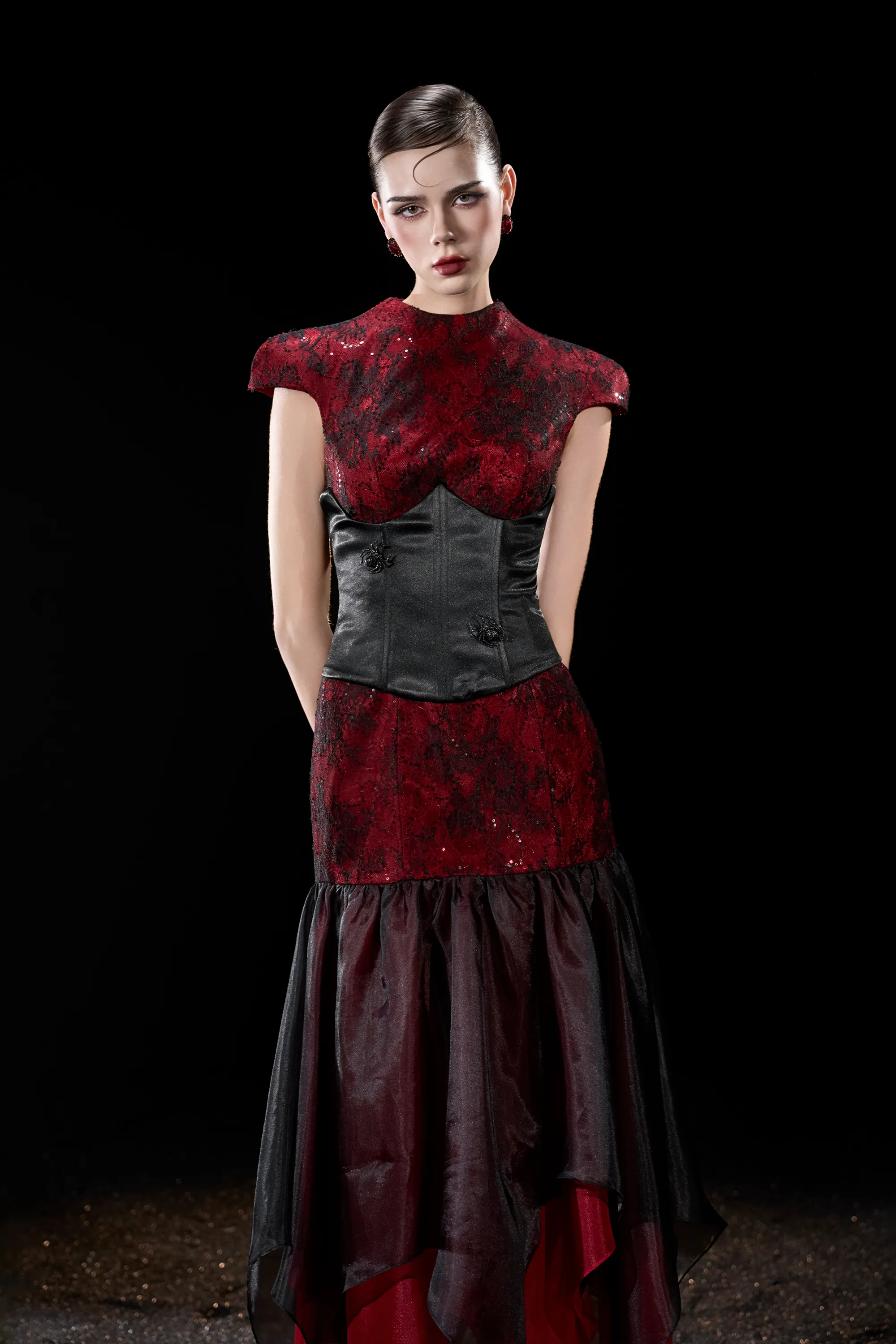 Wraith Gothic Lady Short Sleeves Maxi Dress With Black Corset sold by Kalisa product image thumbnail 2