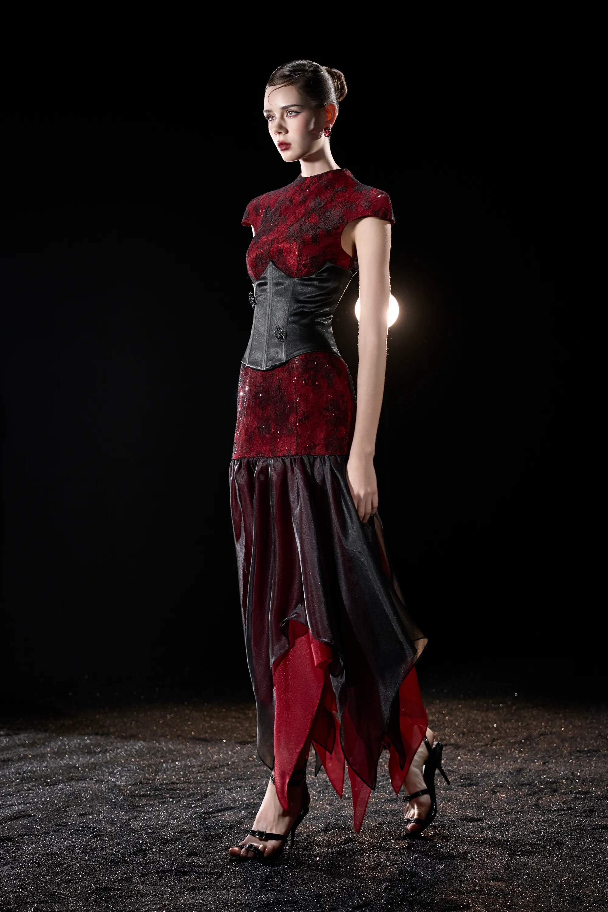 Wraith Gothic Lady Short Sleeves Maxi Dress With Black Corset sold by Kalisa product image thumbnail 4