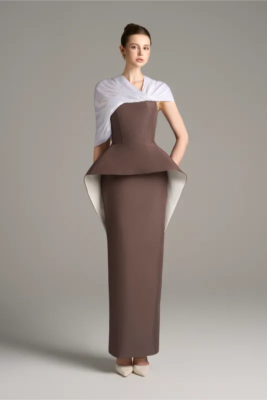 Enigma Draped Across Shoulder Maxi Dress sold by Kalisa