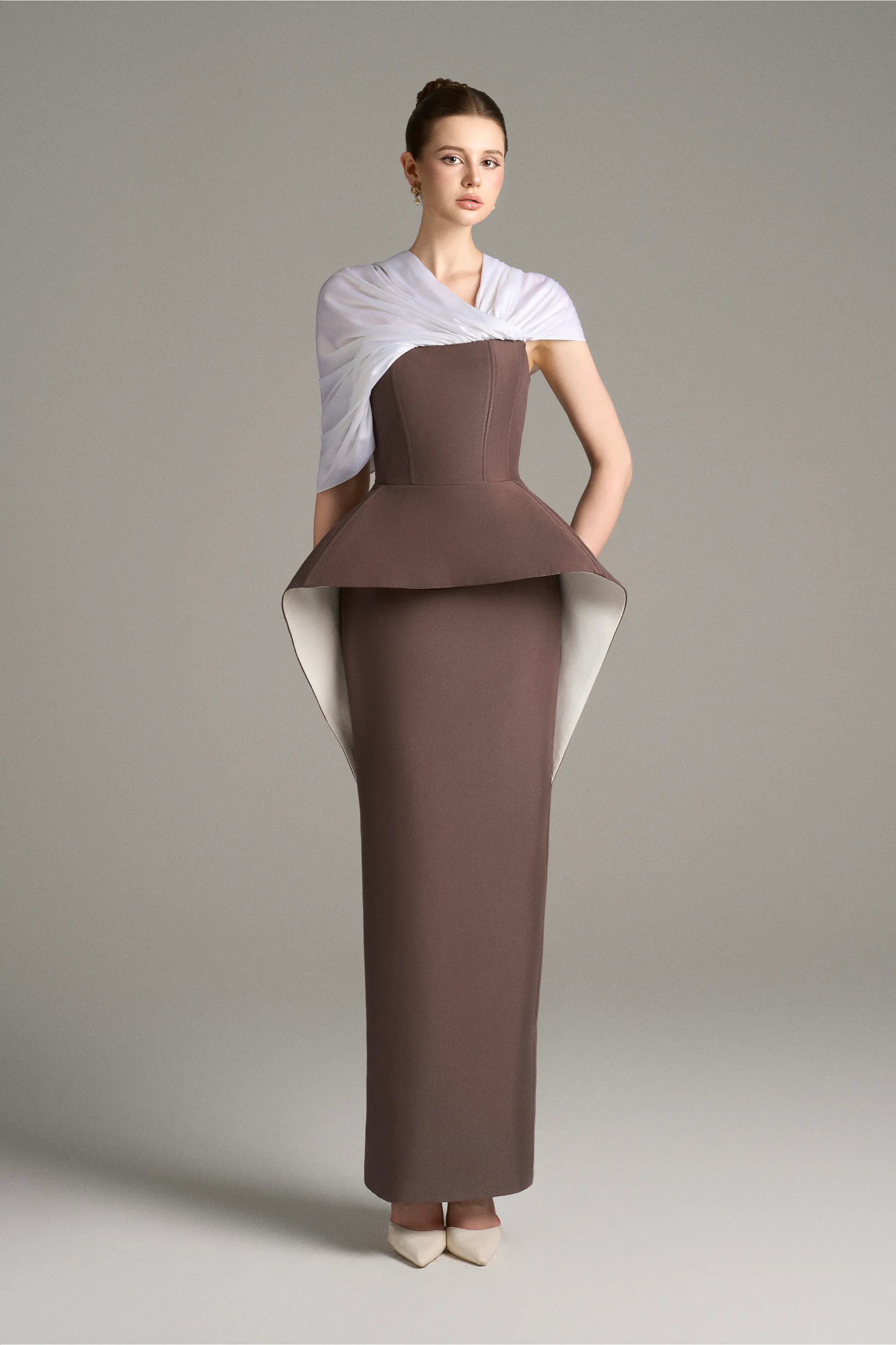 Enigma Draped Across Shoulder Maxi Dress sold by Kalisa