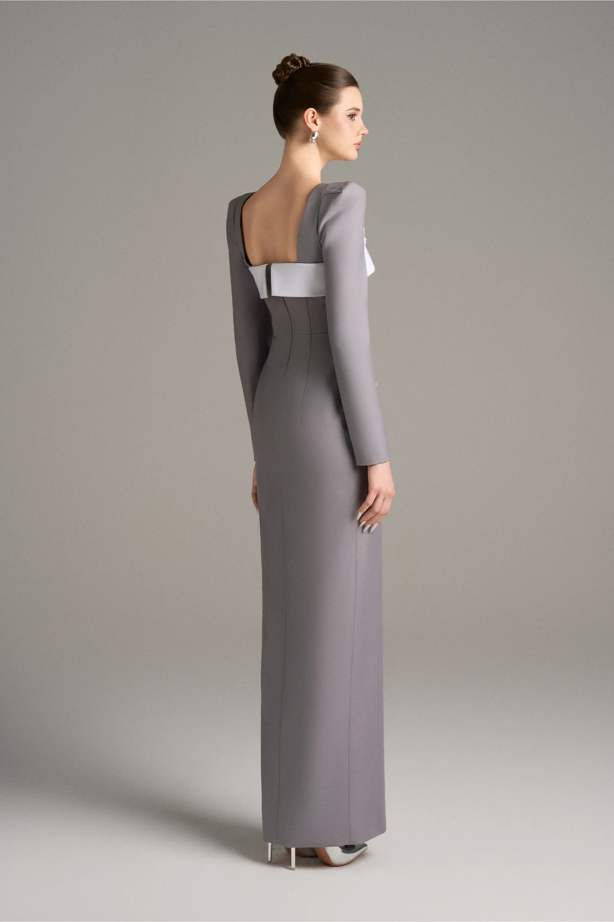 Brocade Long Sleeves Floral Embellished Formal Maxi Dress sold by Kalisa product image thumbnail 2