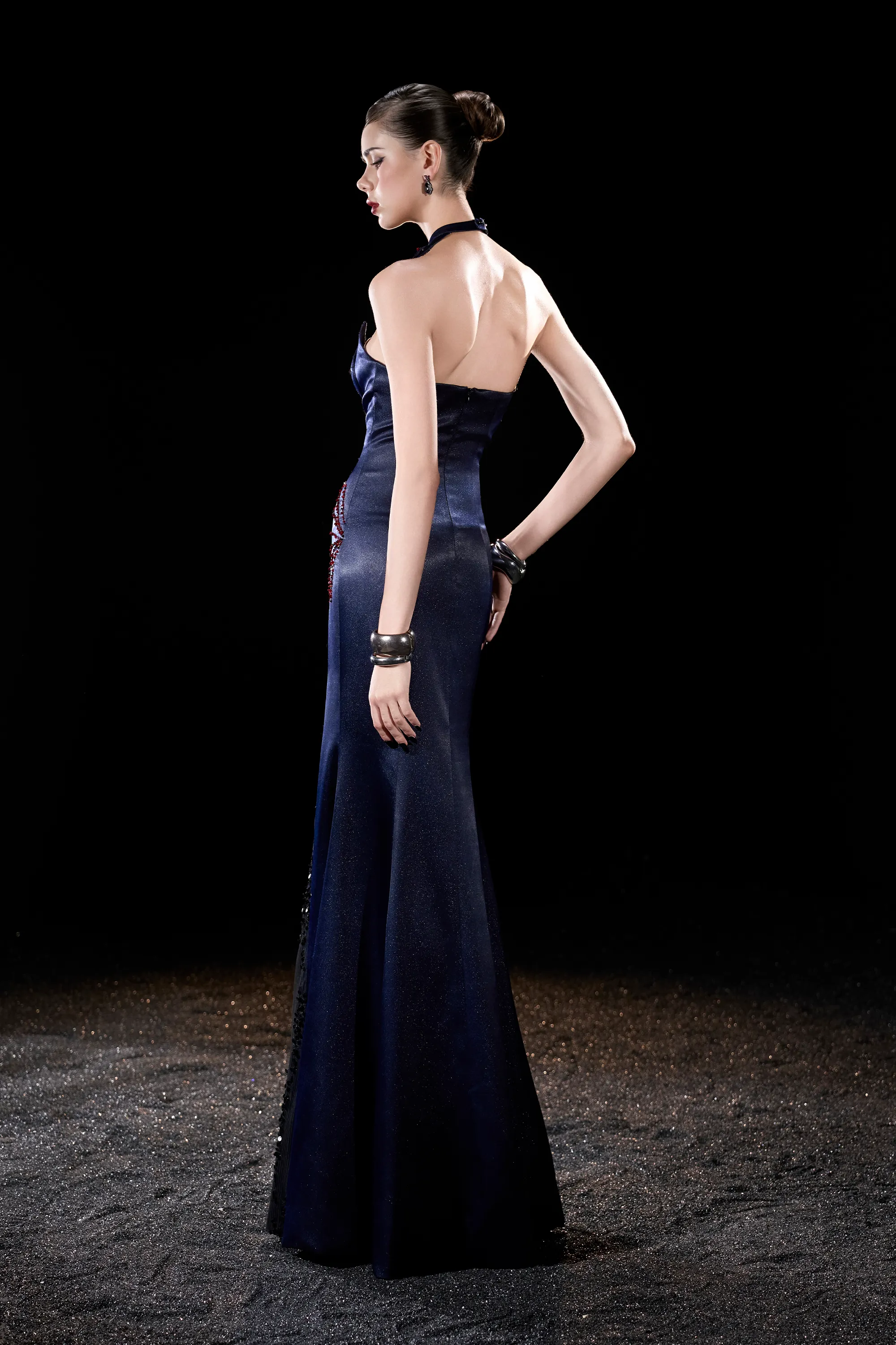 Haunted Silk Strapless Corset Maxi Dress With Black Spiderweb Veil sold by Kalisa product image thumbnail 4