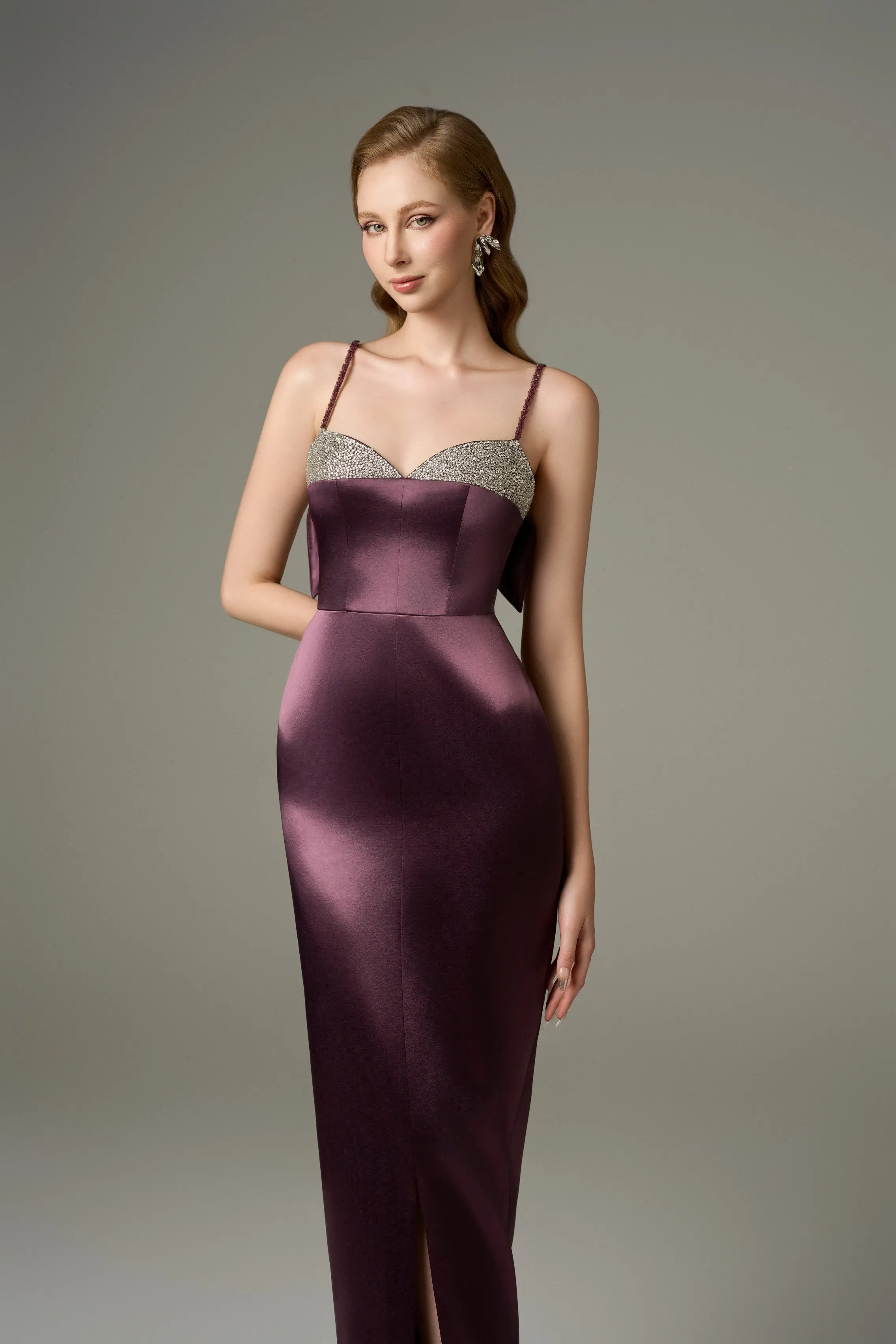 Diana Chest Embellished Bodycon Tencel Silk Maxi Dress sold by Kalisa product image thumbnail 3