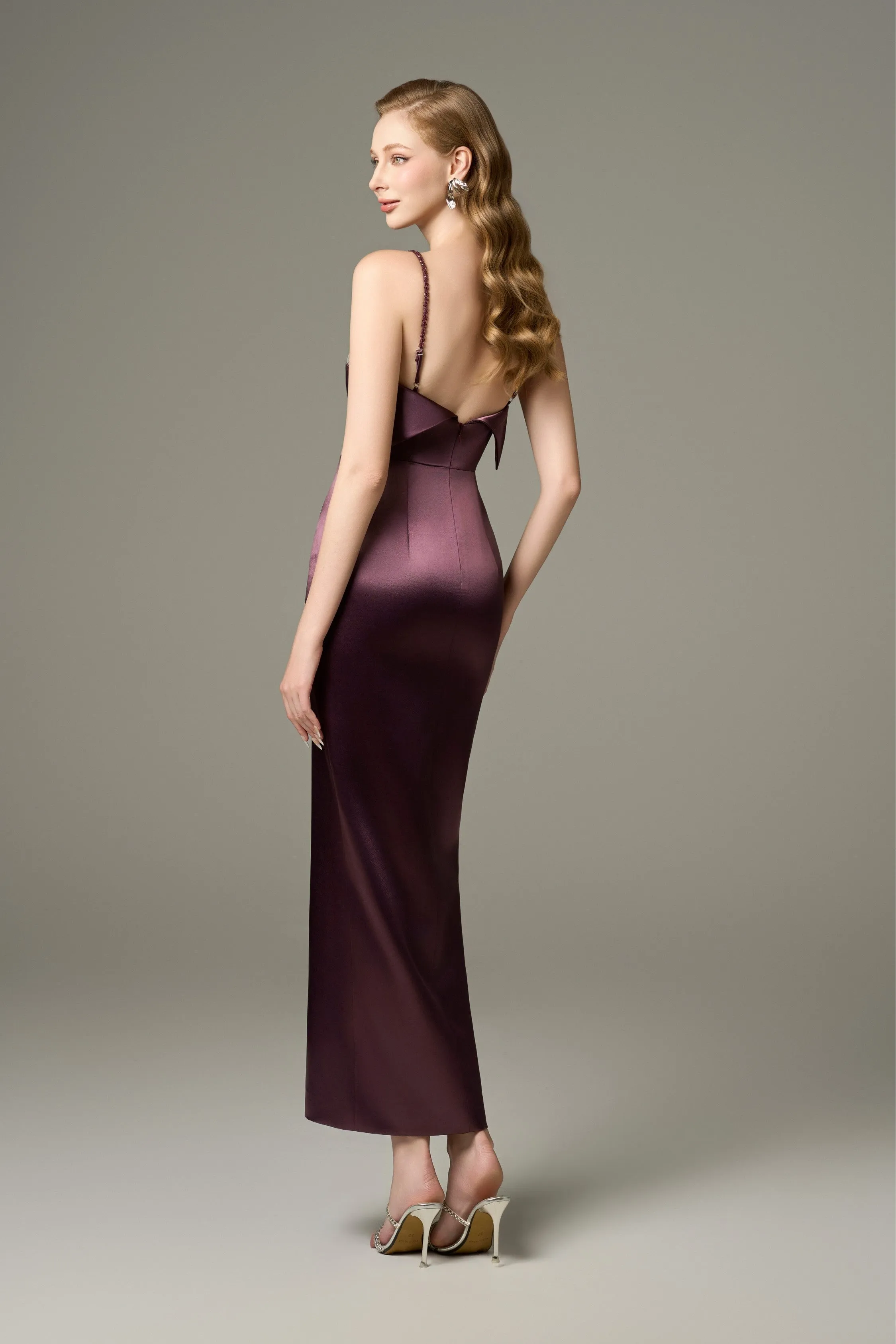 Diana Chest Embellished Bodycon Tencel Silk Maxi Dress sold by Kalisa product image thumbnail 2