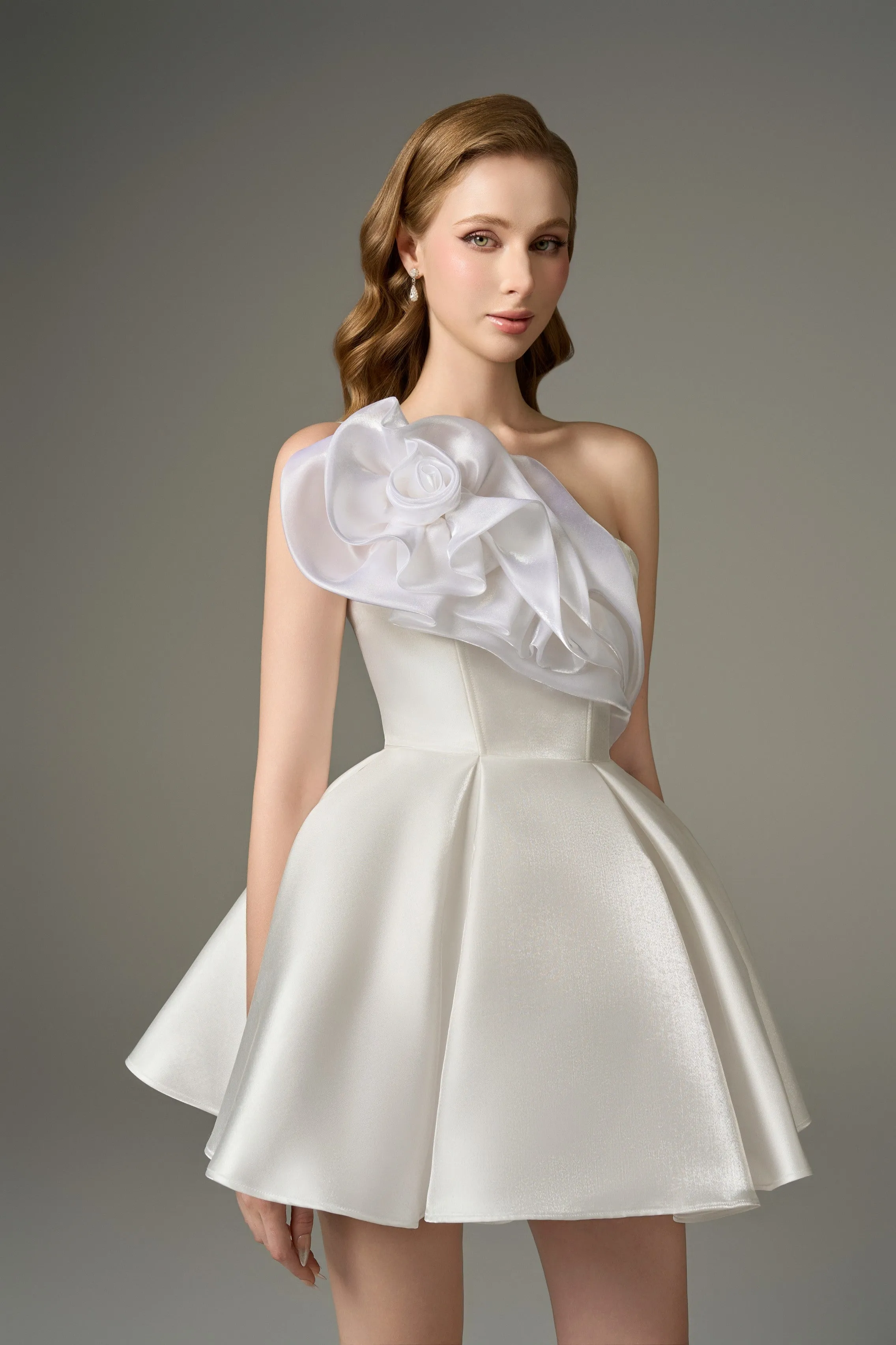 Graceful Flared Micro-Mini Dress with Floral Appliqué sold by Kalisa product image thumbnail 4