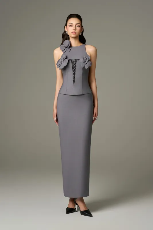 Contour Dual Style Halter Bodycon Orchid Embellished Maxi Dress sold by Kalisa