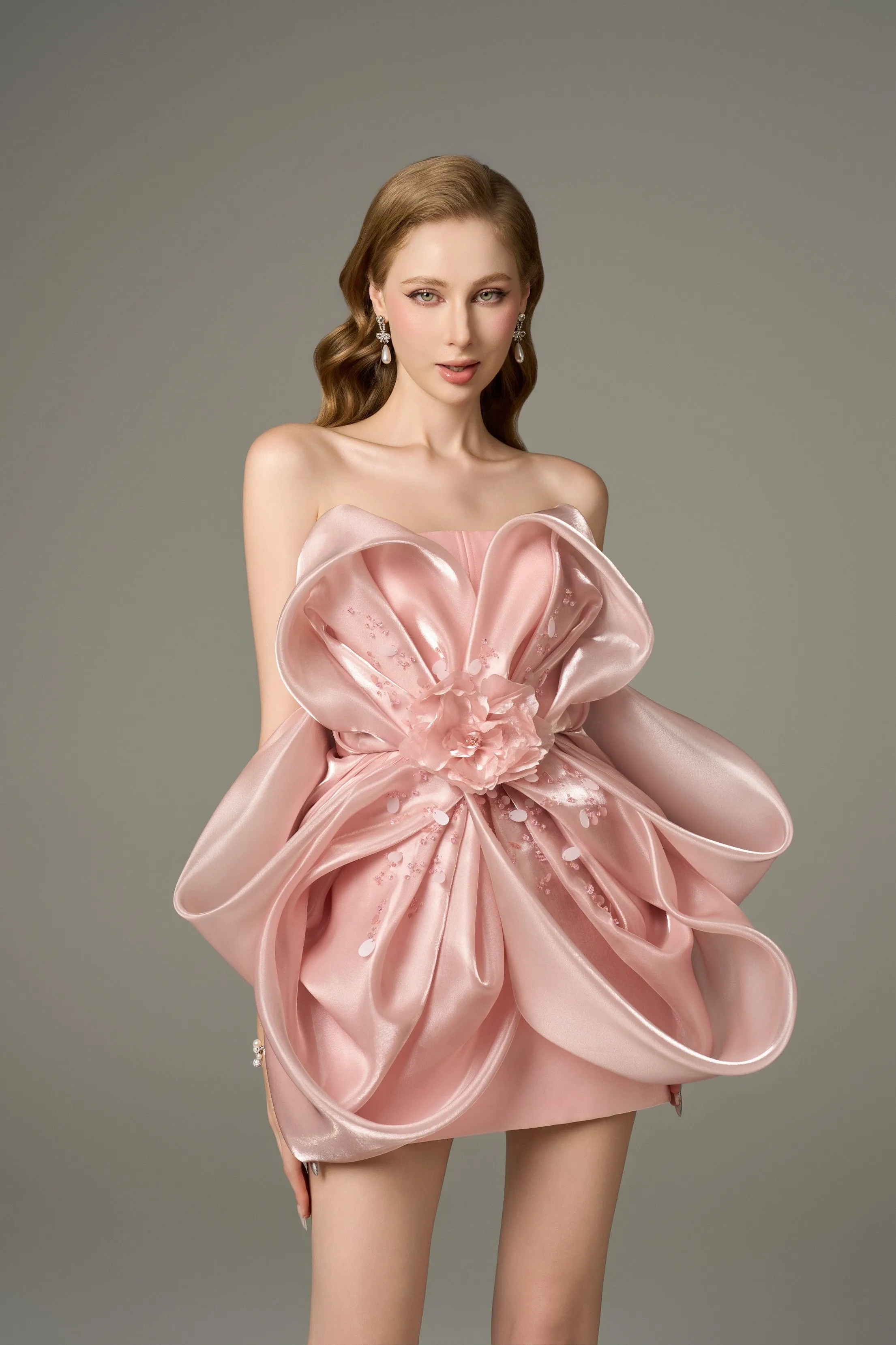 Flora "Six" Petal Flower Bandeau-Neck Mini Dress sold by Kalisa product image thumbnail 3