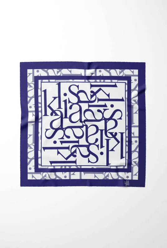 Royal Ink kalisa Script Silk Scarf made by Kalisa