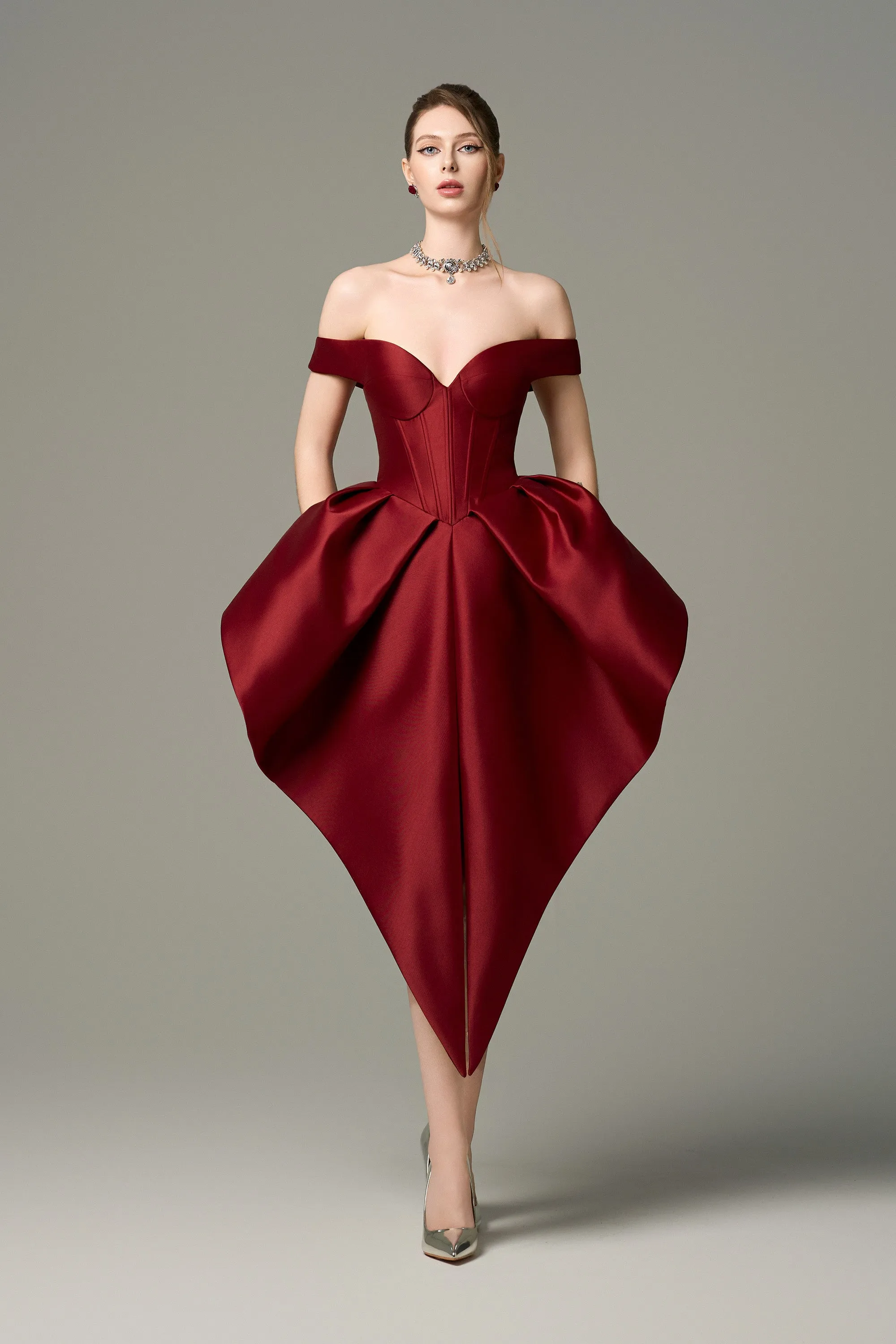 Amourine Off-Shoulder Heart-Shaped Mini Dress sold by Kalisa