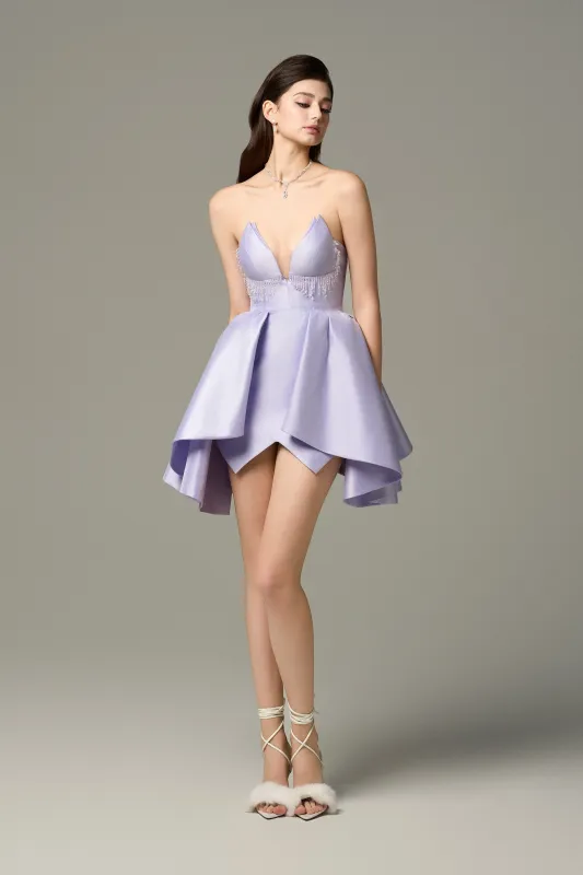 Cat-Eye Neckline Crystal Embellished Mini Dress sold by Kalisa