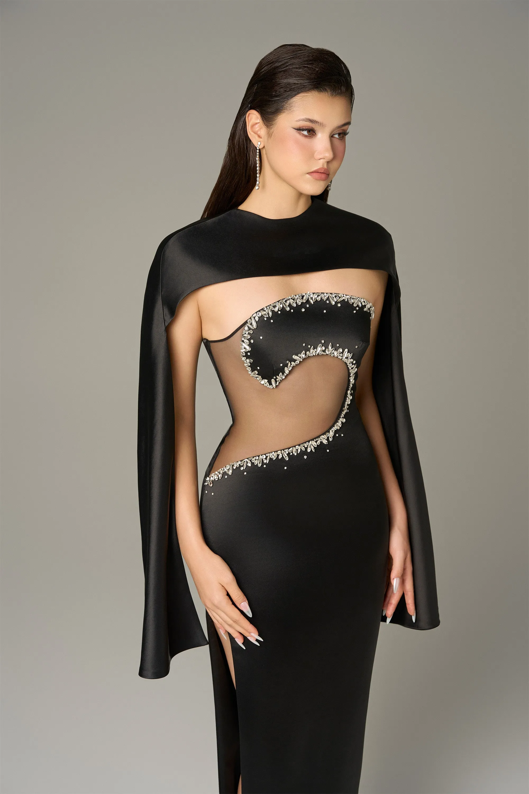 Constellation Front Cut Out Gown With Cape Sleeves sold by Kalisa product image thumbnail 3