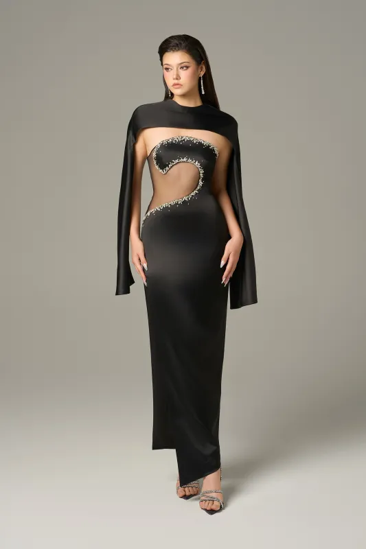 Constellation Front Cut Out Gown With Cape Sleeves sold by Kalisa