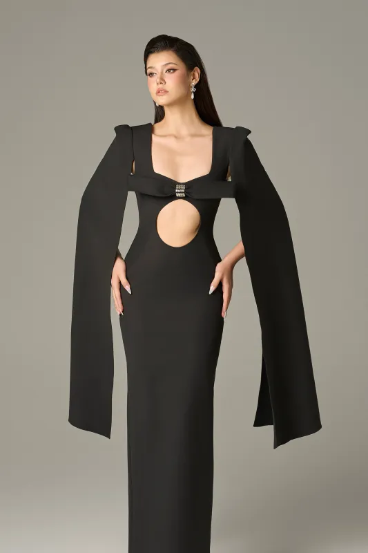 Empowering Cut Out Cape Maxi Dress sold by Kalisa