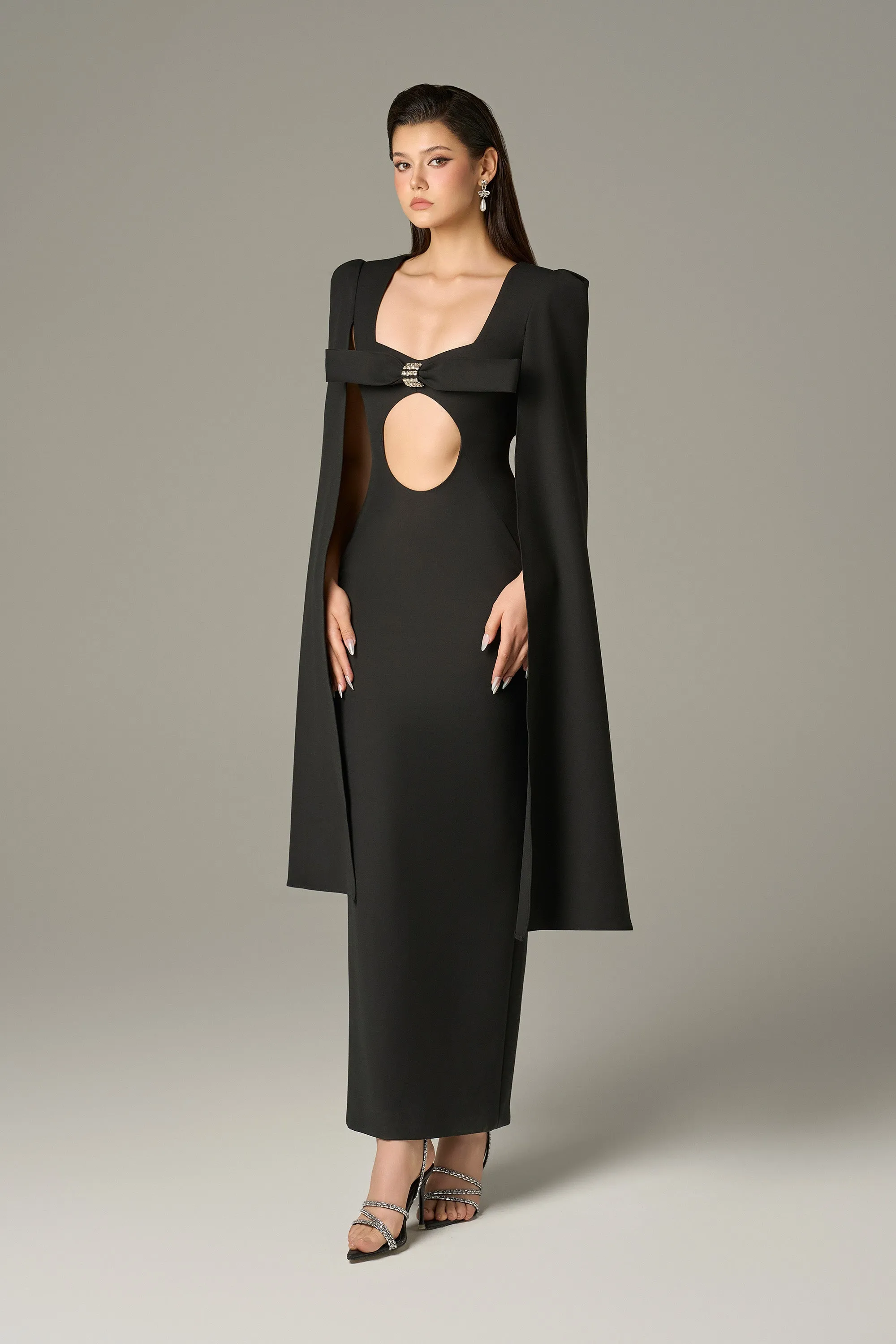 Empowering Cut Out Cape Maxi Dress sold by Kalisa product image thumbnail 4