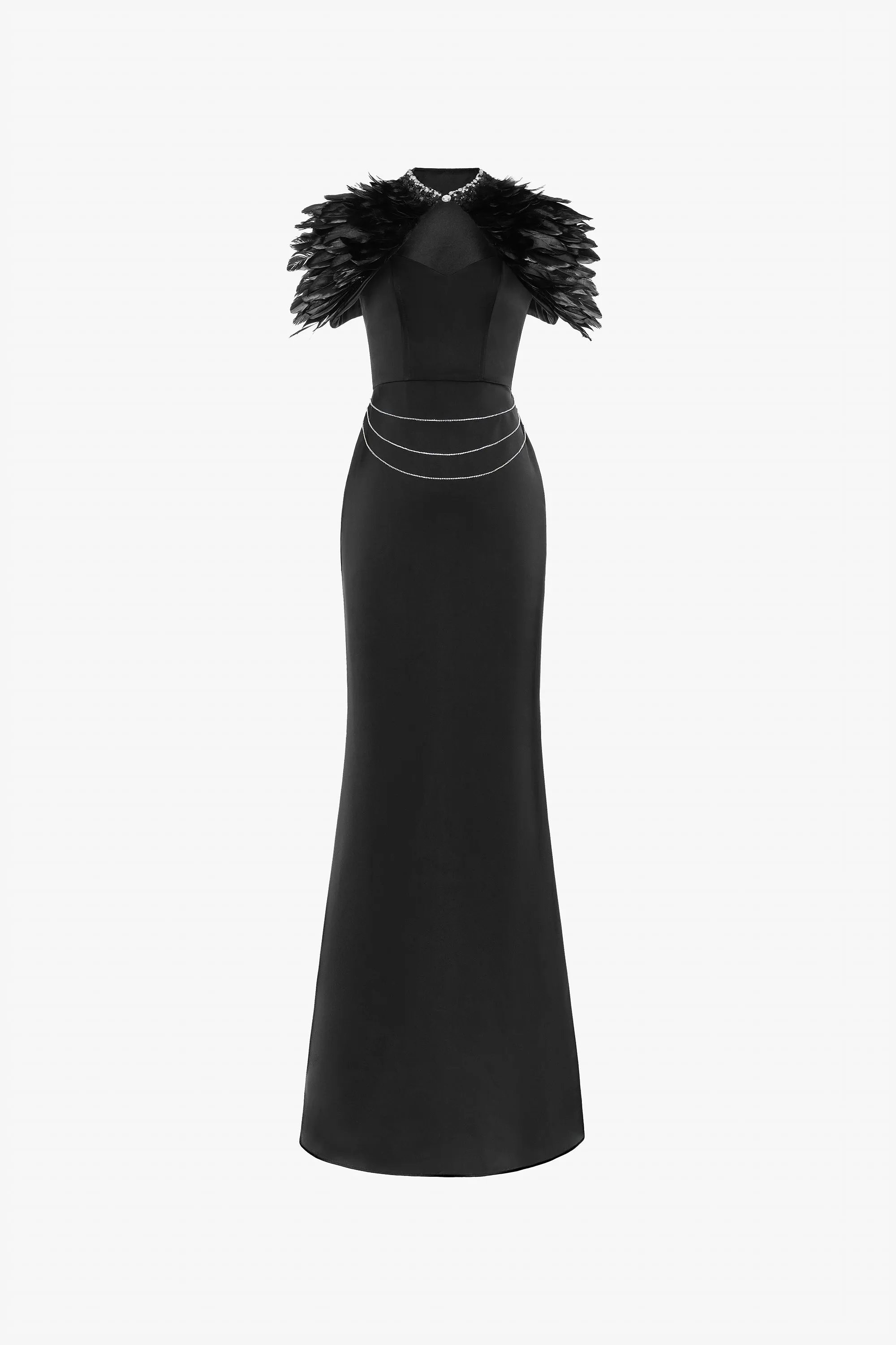 Glamorous Feather Trimmed Embellished Maxi Dress sold by Kalisa