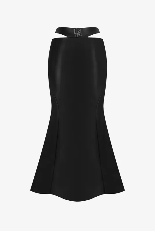 High-Waist Cut-Out leather Long Skirt sold by Kalisa