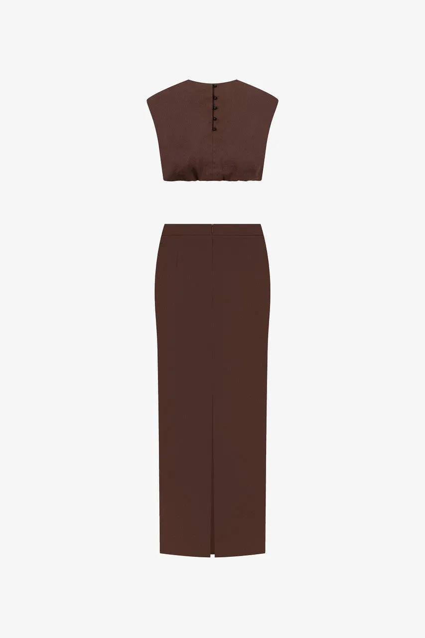 Boundary Khaki Crop Top with Maxi Dress sold by Kalisa product image thumbnail 4