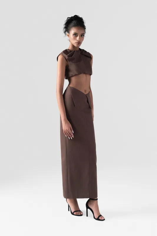 Boundary Khaki Crop Top with Maxi Dress sold by Kalisa