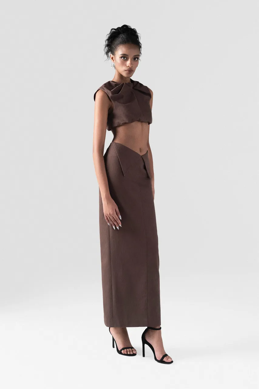 Boundary Khaki Crop Top with Maxi Dress sold by Kalisa