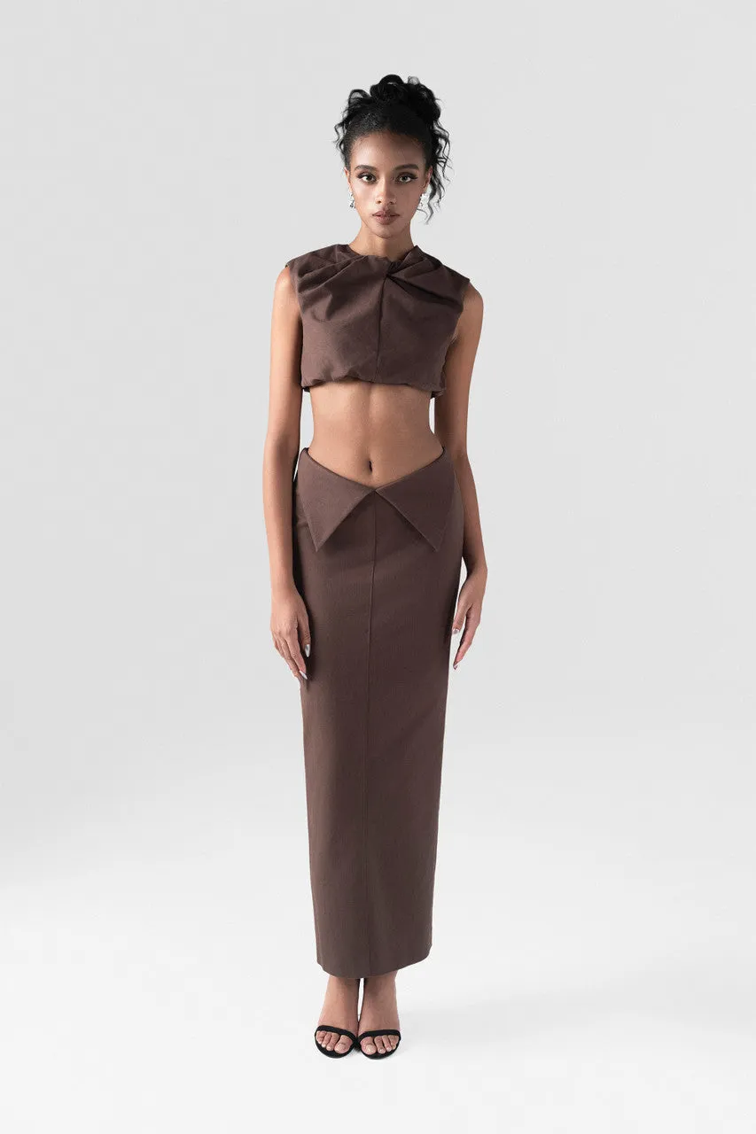 Boundary Khaki Crop Top with Maxi Dress sold by Kalisa product image thumbnail 5