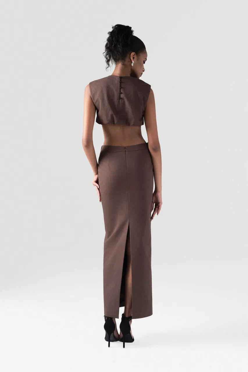 Boundary Khaki Crop Top with Maxi Dress sold by Kalisa product image thumbnail 2