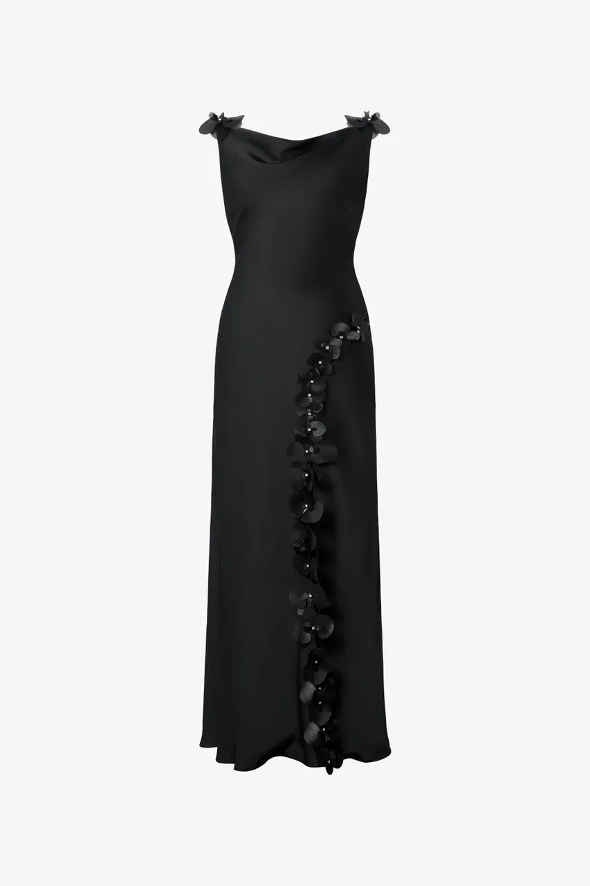 Orchid Appliqué Silk Side Slit Gown sold by Kalisa product image thumbnail 2